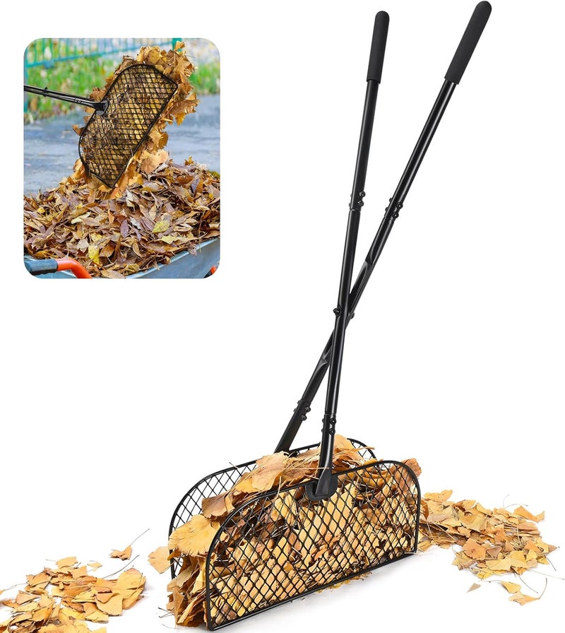 CAROD Leaf Grabber Rake with Long Handle, Lightweight Metal Leaves Rakes, Leaf Collector for Gardening, Leaf and Grass Picker Upper, Efficient and Labor-Saving Yard Rake Leaf Grabber No Bending Over - Image 1